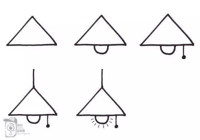 简笔画教程 | 三角形和半圆形组合——吊灯