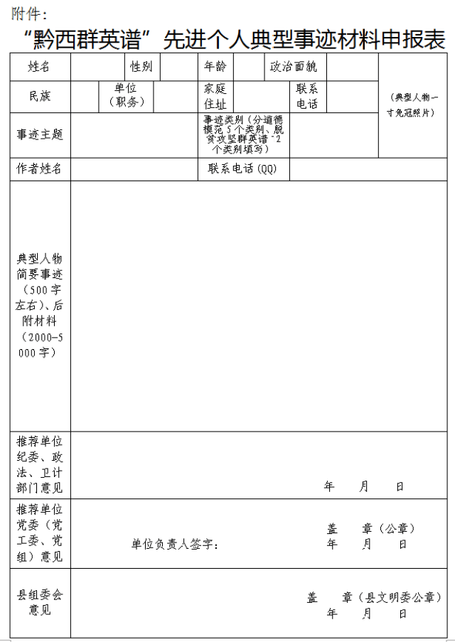 “黔西群英谱”先进个人典型事迹材料征集有奖活动开始啦!!!