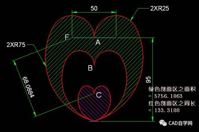 本题的相对比较简单: 主要是训练画圆,圆弧与(夹点法)复制缩放的画法