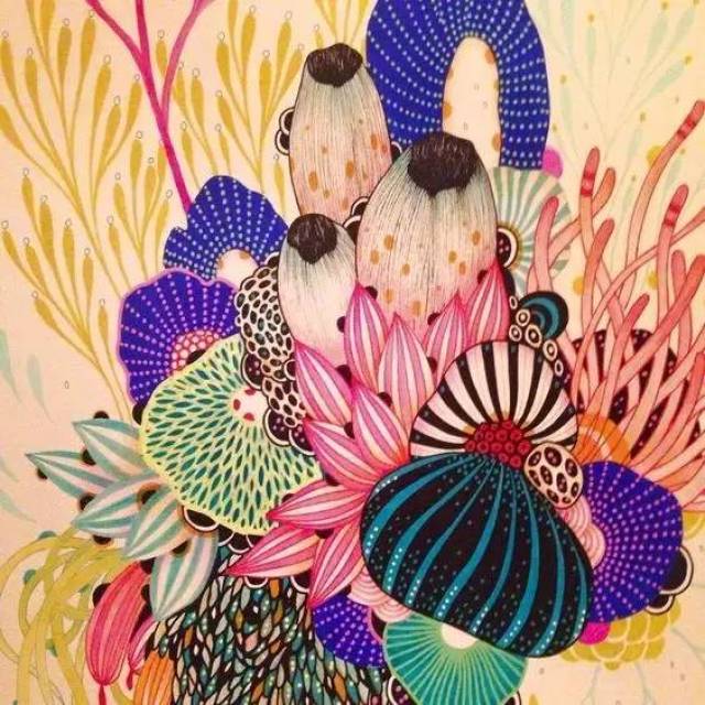 手绘插画 点线面 浪漫色彩=迷人的生命之线!_手机搜狐网