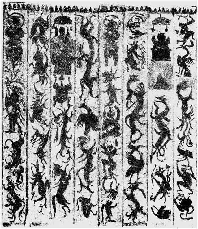 微山县文物管理所 沂南北寨村墓中室八角立柱画像 107×27cm 沂南汉墓