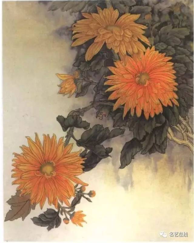 国画技法:菊花工笔画示范