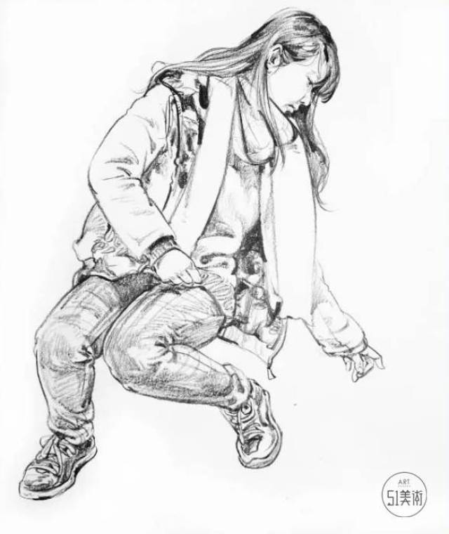 【教程】速写人物坐姿,人物比例,画面构图,细节刻画尤