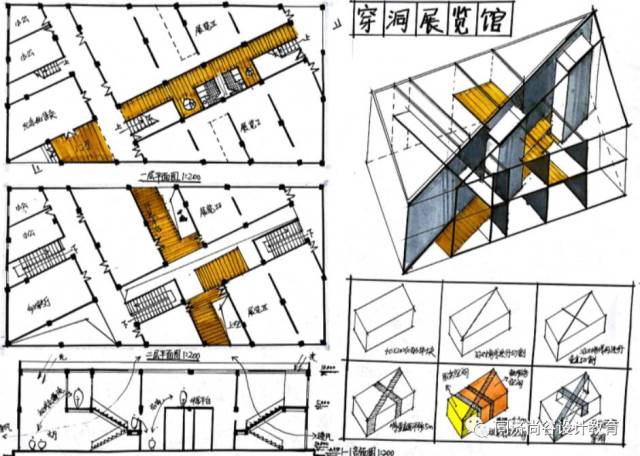 分析图可以通过剖面,室内透视图,剖轴测等方式表达,可能