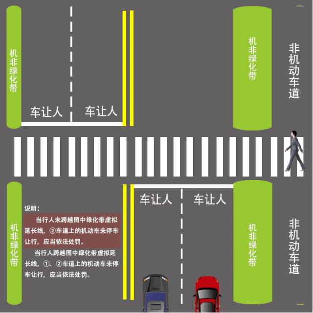 根据道路交通法律法规规定,行人和机动车行经有信号灯的斑马线时,都应