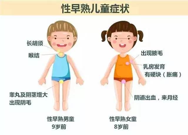 女孩的第二性征:乳房发育,长出阴毛,腋毛,月经初潮.