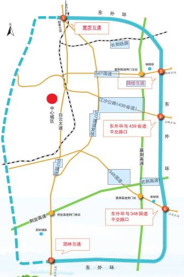 上跨高速公路3处(襄荆高速2处,武荆高速1处),上跨国道一处(347国道)