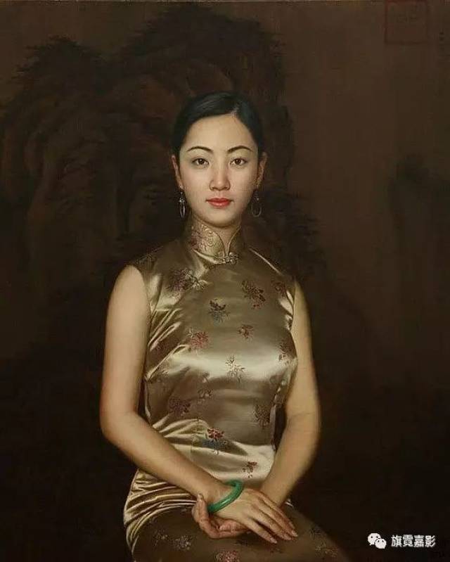 中华流韵:油画纸上晚清身着旗袍美女有多美?