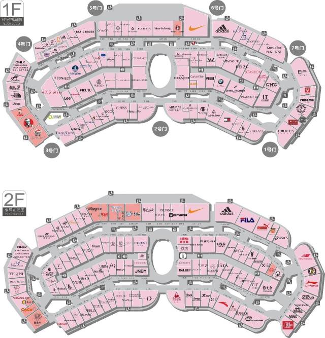 除此之外,内涵君再提前给大家透露一下 杉杉奥特莱斯的楼层品牌分布图