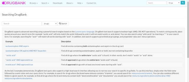 如何检索DrugBank数据库