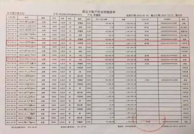 除了诊断记录,李雨桐还晒出了多张银行的流水账单.