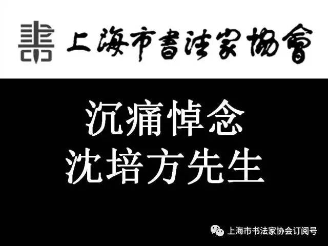 社会各界人士沉痛悼念沈培方先生上海市书法家协会主席周志高先生惊悉