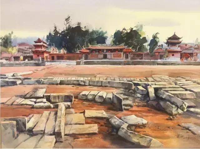 吴斌《泉州德济门遗址》水彩画