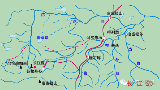 它们是北支楚玛尔河水系,中支沱沱河水系,南支当曲水系.