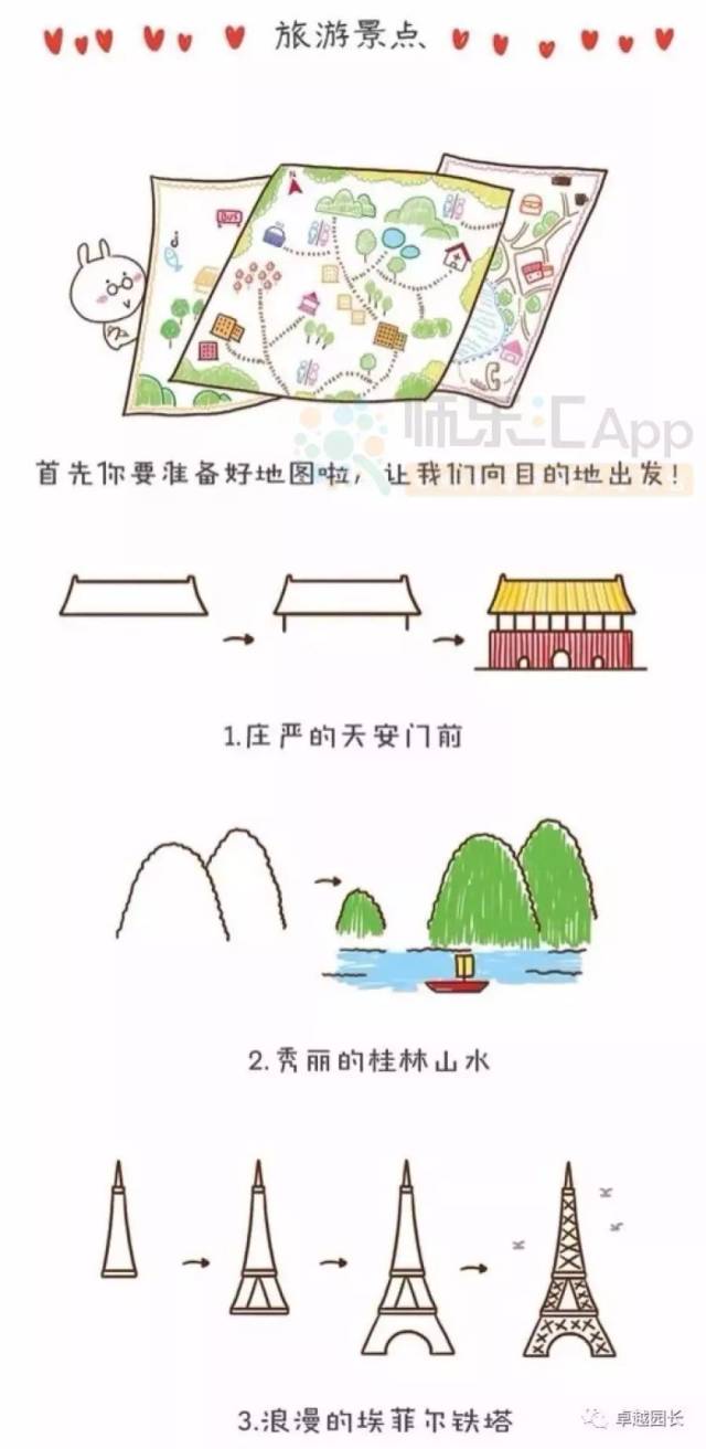 【多图】旅游景点,中外建筑简笔画