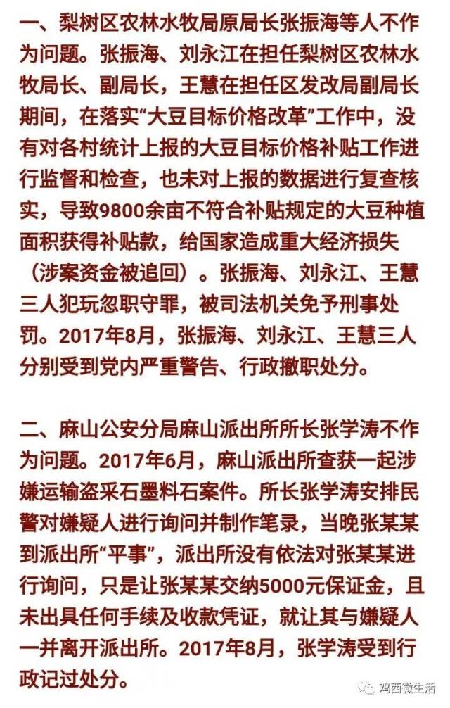 鸡西市通报10起官员不作为,为官乱为案件