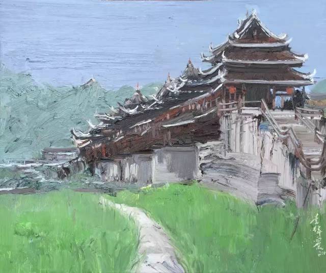 《三江风雨桥》60x80cm 布面油画 2017年