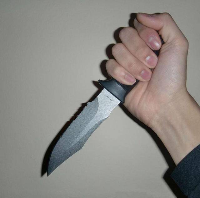 这种拿刀姿势比较牢固,不容易伤到手.