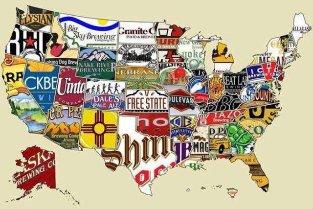 *美国啤酒厂遍布全国各地,多样的文化和天气状况使得各州啤酒的风格不