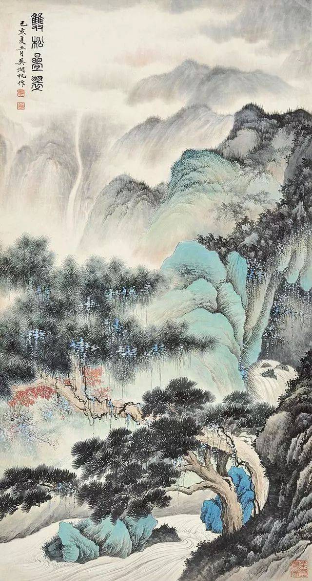 吴湖帆作品不但清而厚,而且色彩极为丰富,其线条飘逸洒脱,正所谓含刚