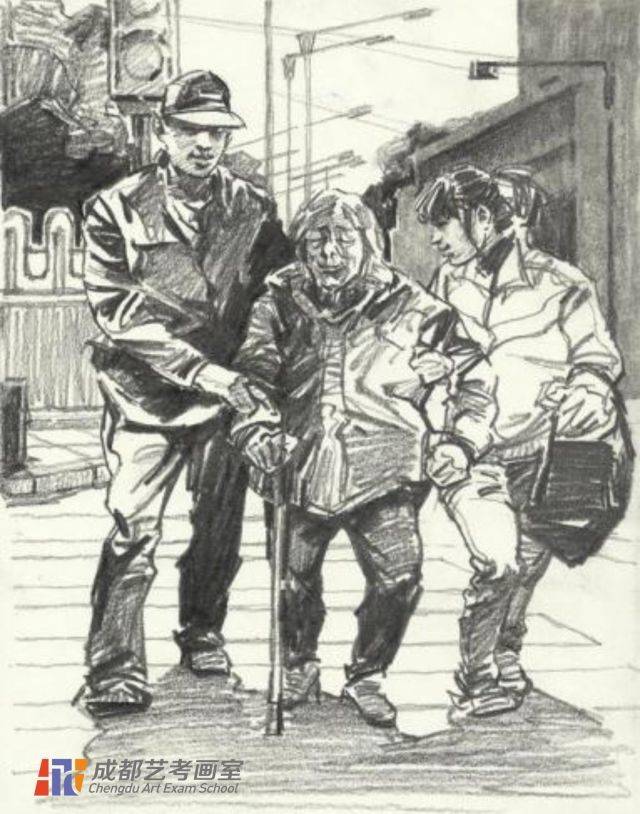 速写考题内容 2013年速写试题是《大路上》(要求用速写的表现手法默