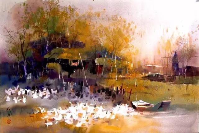 贝戌民水彩风景写生作品(附步骤图)