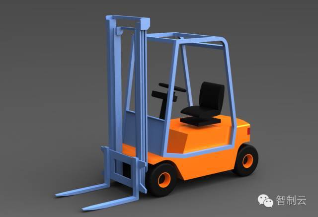 【工程机械】简易叉车3d图纸 stp stl格式