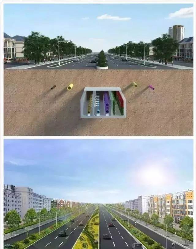 濮阳管廊项目施工立面透视图及完工效果图