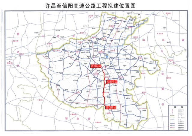 许昌至信阳高速公路工程拟建位置图.