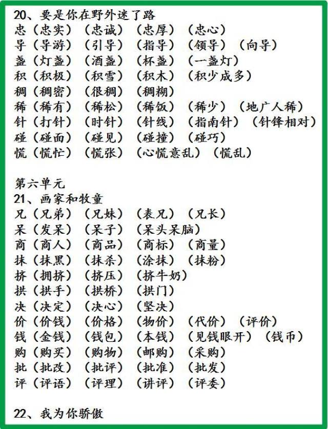 小学语文老师:1-6年级生字组词汇总,超实用!孩子成绩突飞猛进