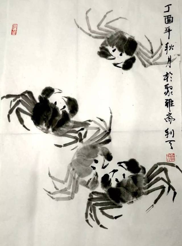 今天,唐山劳动日报社书画院微信平台编辑一期"唐山画家笔下的螃蟹画"