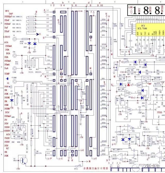 它是一种多用途的电子测量仪器,包含了安培计,电压表,欧姆计等功能,也