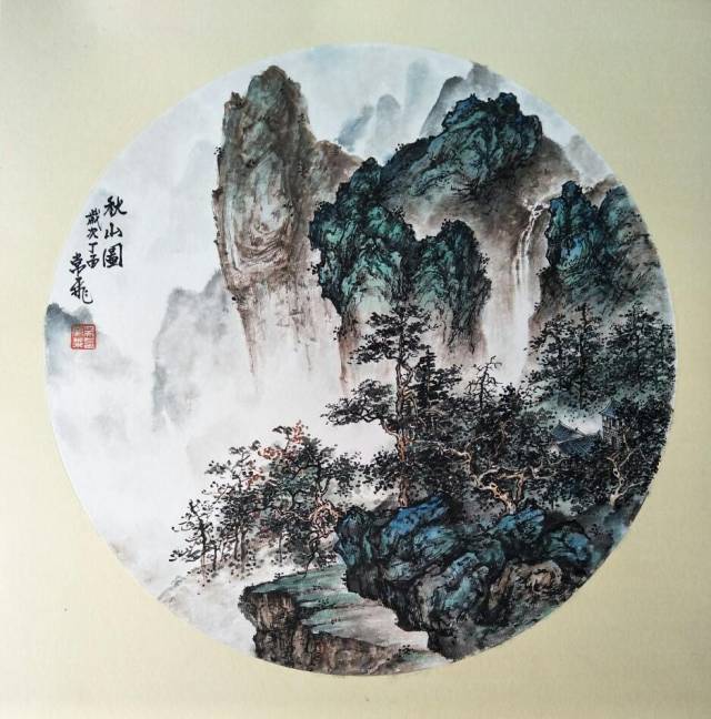 用花鸟的工笔细腻画写意山水,小团扇里做大文章,太精美了