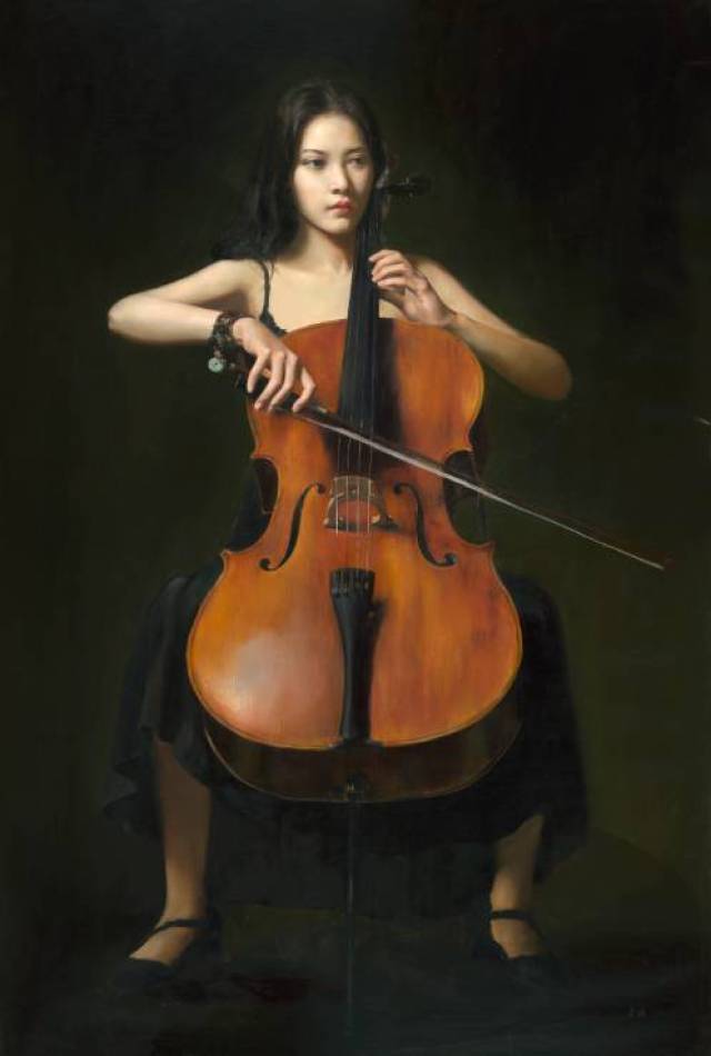 赵力 《黄玫瑰》 油彩 画布 120×150cm 李昭 拉大提琴的女孩 油彩