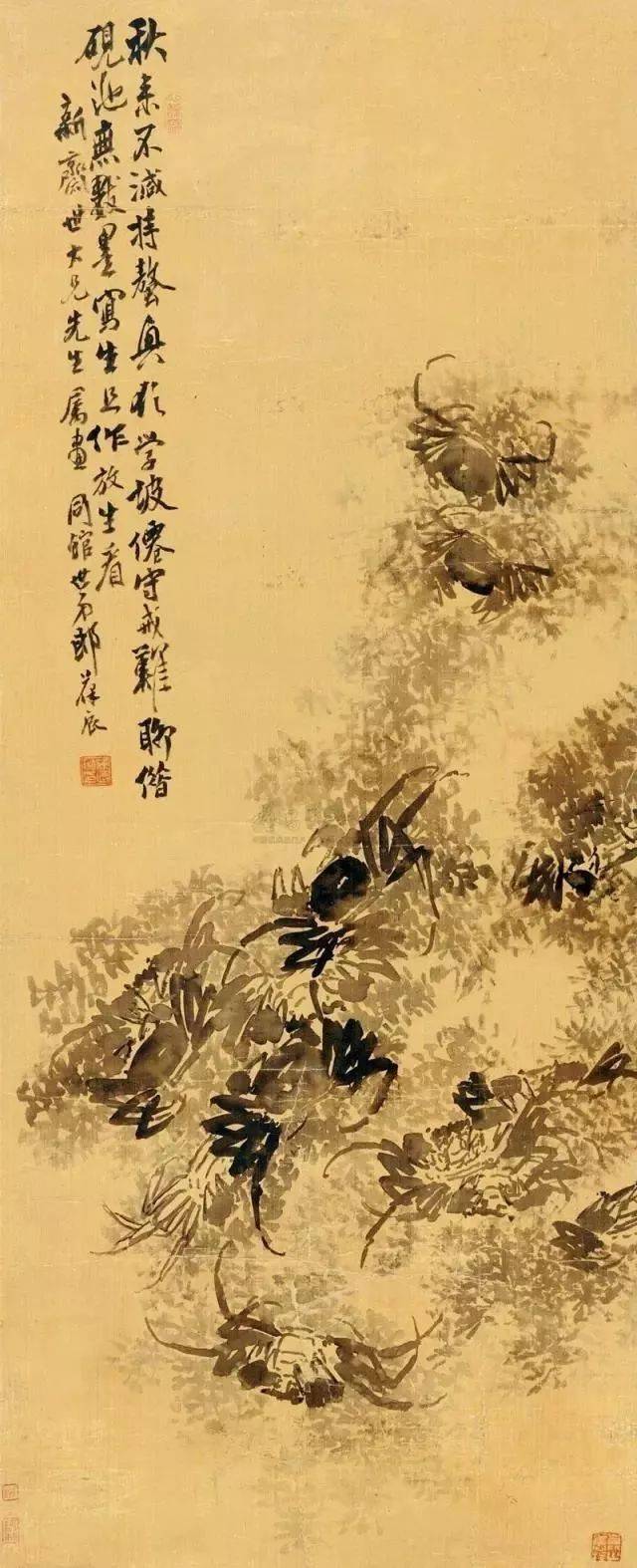 1873年,任伯年创作了《菊蟹图》.