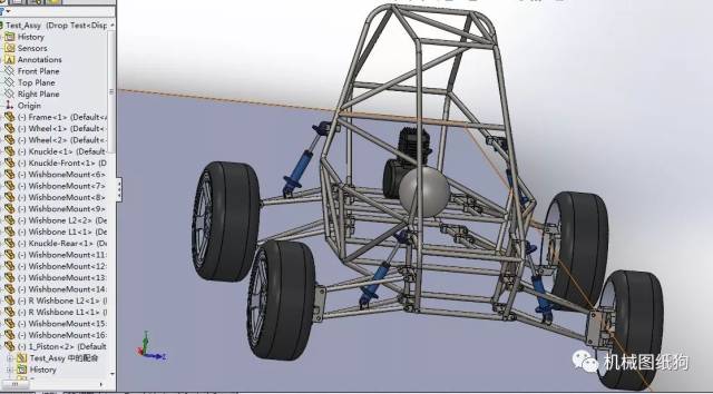 【卡丁赛车】mini baja钢管卡丁车3d图纸 solidworks2015设计