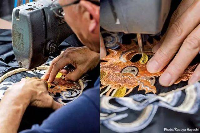 由技艺精湛的手工艺者负责刺绣与缝制