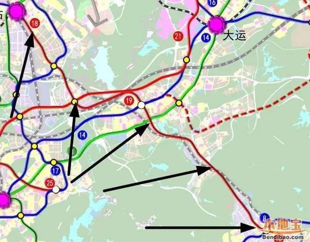 途径站点:空港新城,国际会议中心,海上田园,沙井,上寮,田寮,长圳