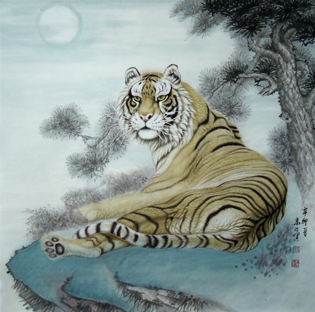 《虎踞龙盘》国画150x150cm