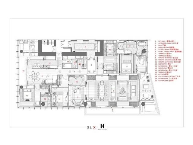 深圳湾1号梁志天李玮珉雅布凯莉赫本27套设计cad施工图方案资料