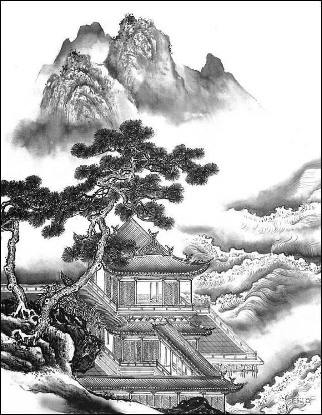 工笔线描素材(山水)