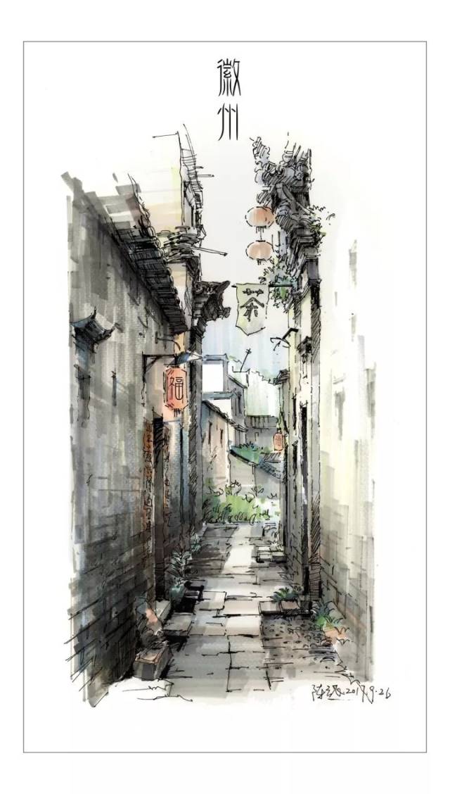 【品味】他不仅用马克笔画出了醉美徽州,还po了步骤图