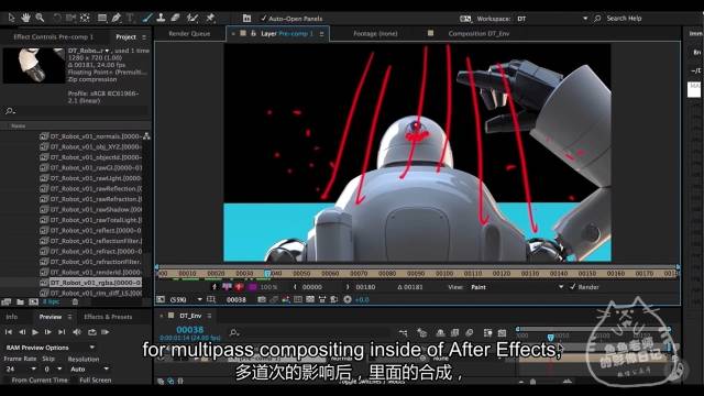 c4d三维动画多通道ae后期合成教程