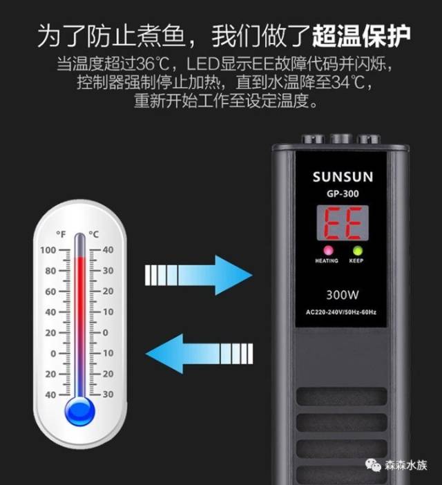 森森ptc龙鱼缸加热棒自动恒温防爆加温棒水族箱加温器大功率1000w