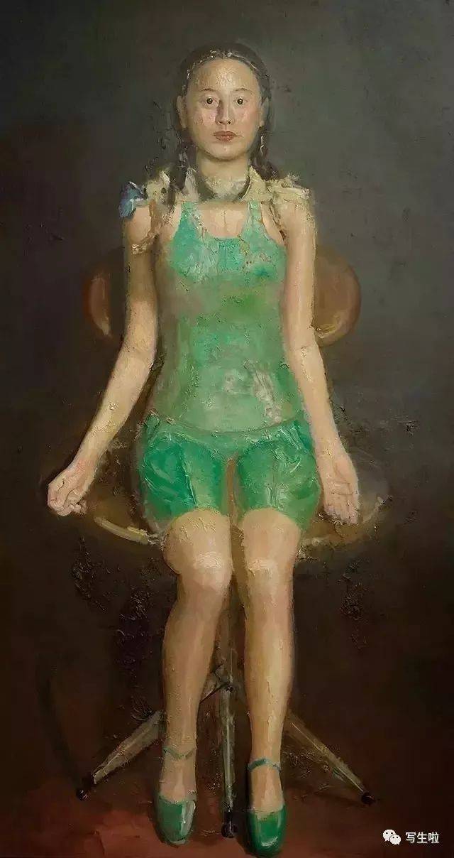《绿衣人 2015》布面油画 169x90cm