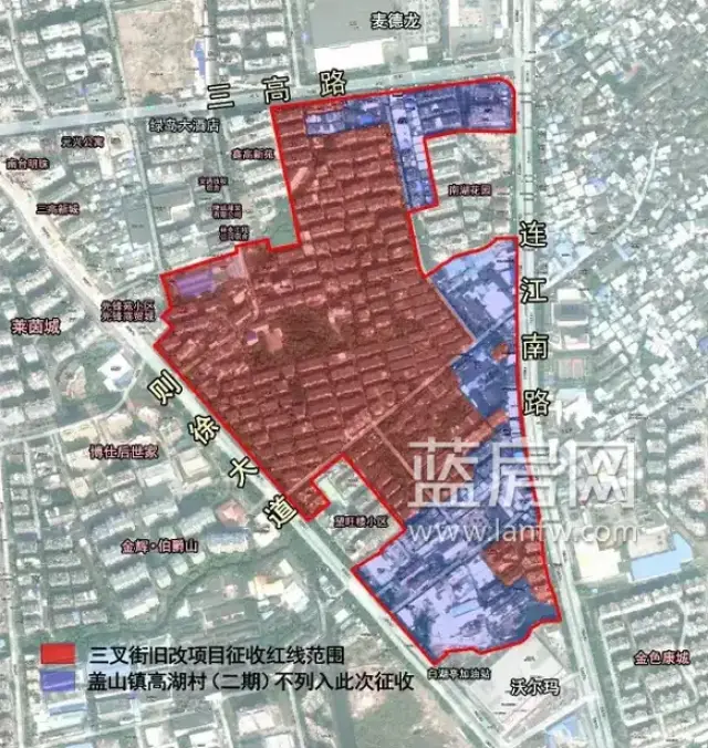 地块规划示意图(点击放大 三叉街旧改项目征地位置图(点击放大