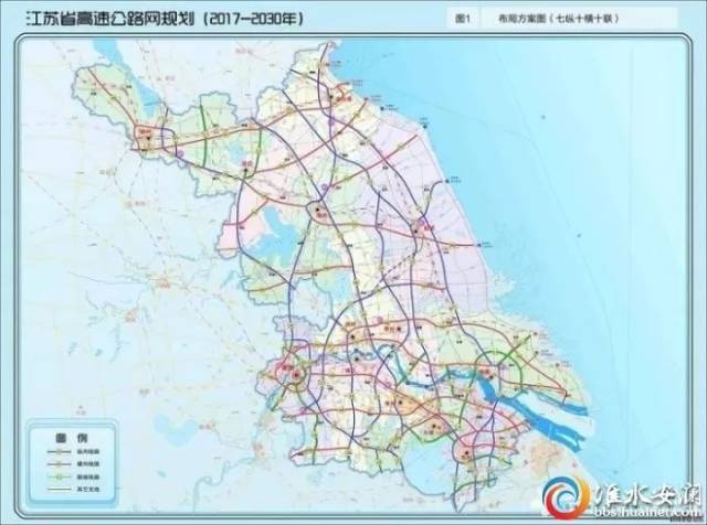 江苏省高速公路网规划(2017～2030年)公示,路过淮安的