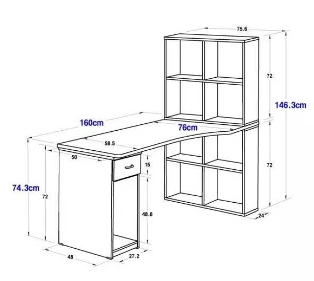 (1)组合电脑桌大致尺寸