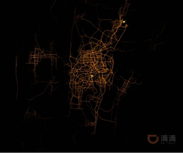 滴滴百城出行轨迹图出炉 比一比城市半径谁最大