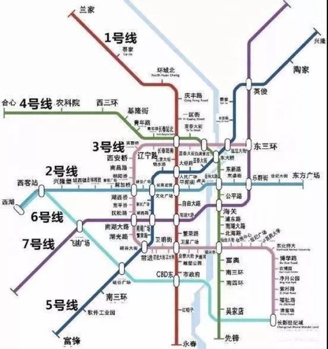 地铁5,6,7号线,空港线一部分,双阳线一部分,以及四号线南延长线一部分